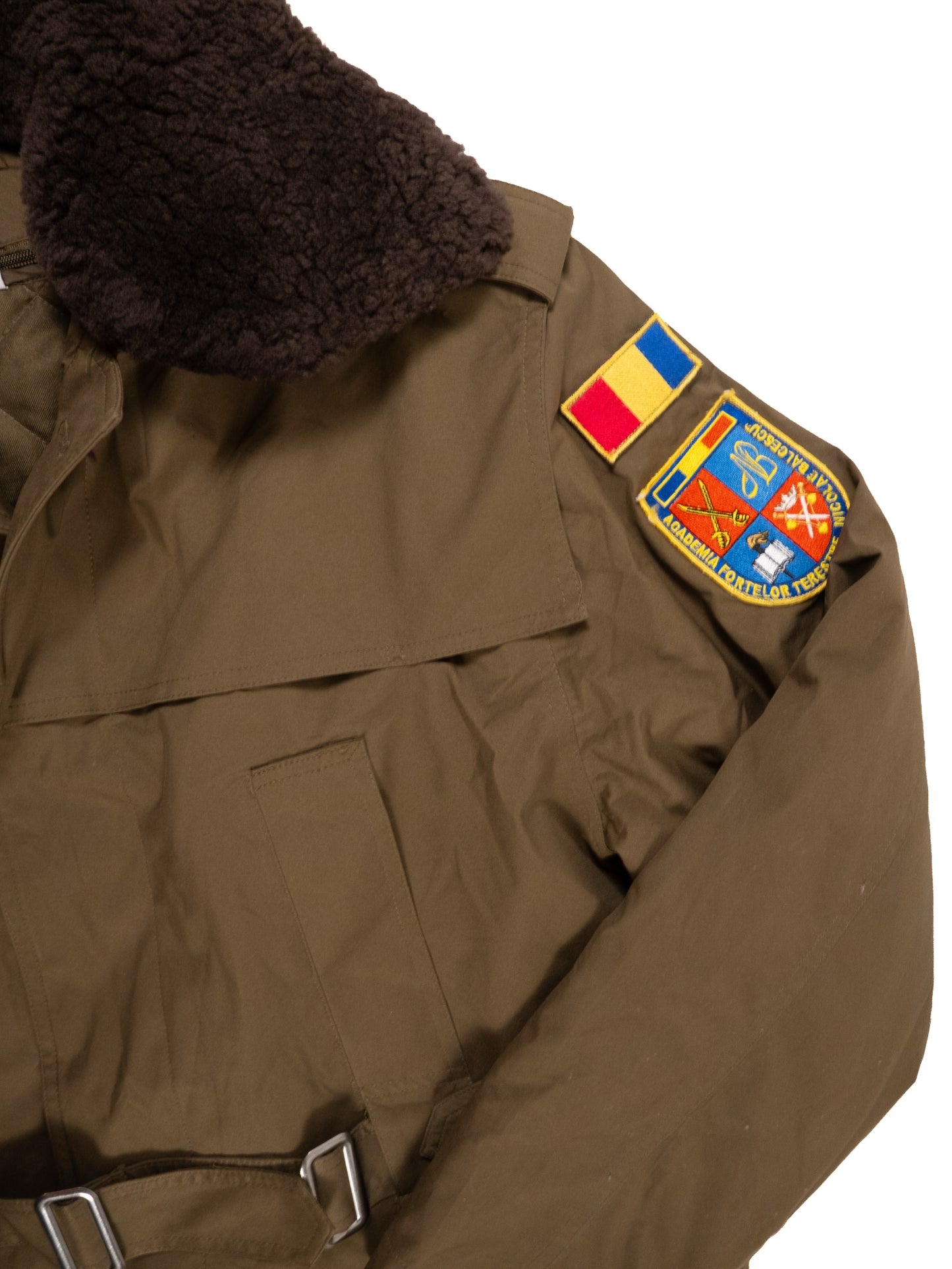 Romanian OD Green Military Parka with fur collars