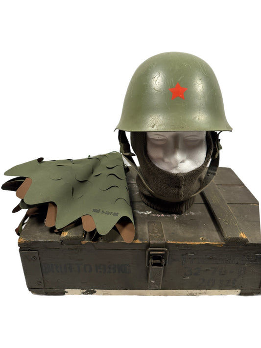 Yugoslavian M59/85 Steel Helmet with Red Star & Scrim Cover